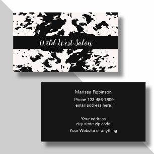 Tarjeta De Visita Tema de Patrón de Vaca Country Western de Moda