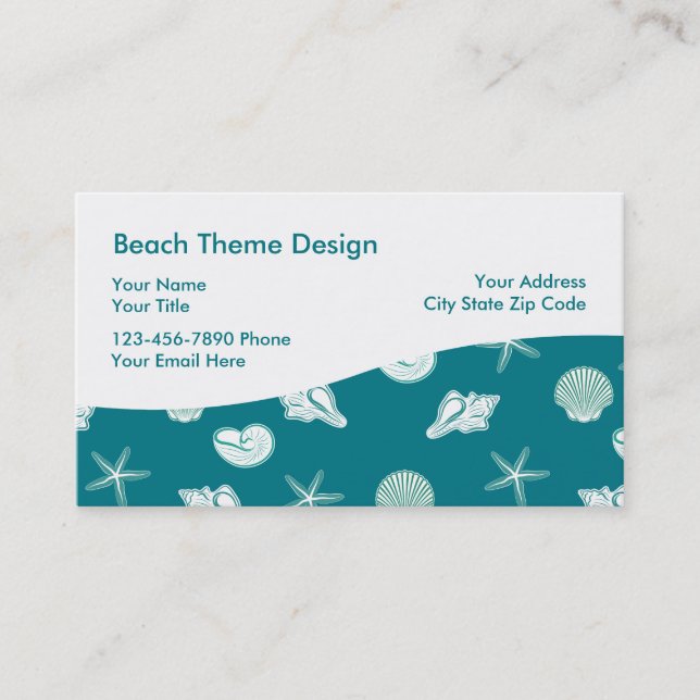 Tarjeta De Visita Tema de playa (Anverso)