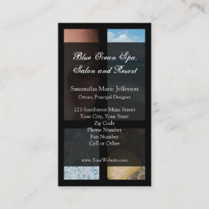 Tarjeta De Visita Tema de Resort de Spa de Lujo Azul y Negro
