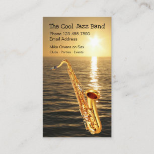 Tarjeta De Visita Tema de saxofón de Cool Jazz en el atardecer