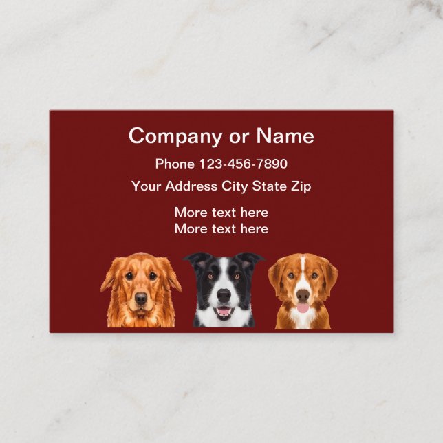 Tarjeta De Visita Tema de servicios de Mascota de perros (Anverso)