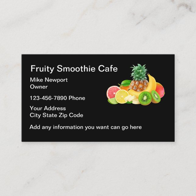Tarjeta De Visita Tema de Smoothie Cafe Moderno (Anverso)