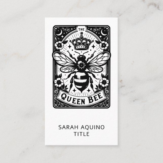 Tarjeta De Visita Tema de Tarot Reina Abeja (Anverso)