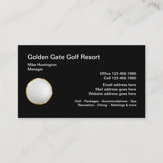 Tarjeta De Visita Tema de vacaciones de golf de lujo (Anverso)