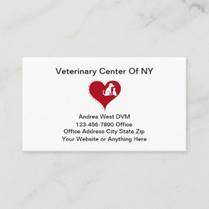 Tarjeta De Visita Tema de veterinario corazón perro gato gráfico