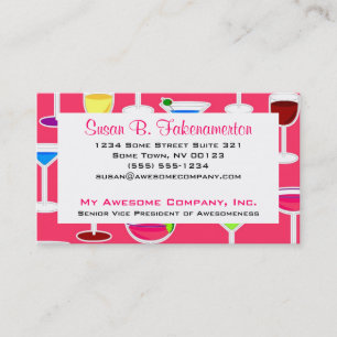 Tarjeta De Visita Tema del Bartender/Bebidas Alcohólicas - Rosa