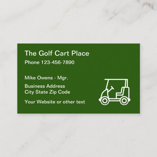 Tarjeta De Visita Tema del carro de golf (Anverso)