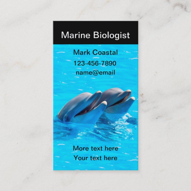 Tarjeta De Visita Tema del delfín marino biólogo (Anverso)
