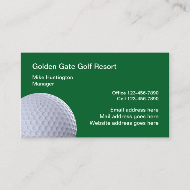 Tarjeta De Visita Tema del golf diseñado profesionalmente  (Anverso)