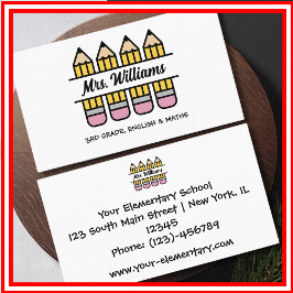 Tarjeta De Visita Tema del lápiz de agradecimiento del profesor