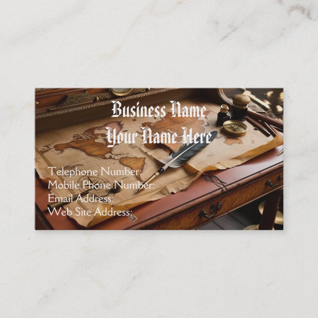 Tarjeta De Visita Tema del mapa del mundo antiguo de Steampunk (Anverso)