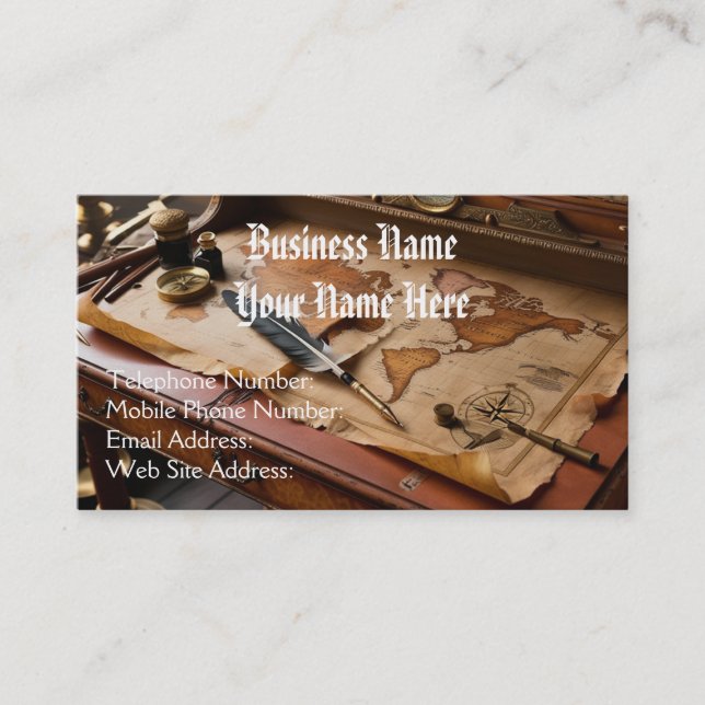 Tarjeta De Visita Tema del mapa del mundo antiguo de Steampunk (Anverso)