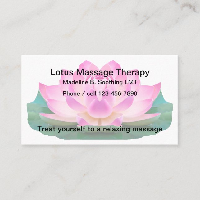Tarjeta De Visita Tema del masaje del diseño floral de Lotus (Anverso)