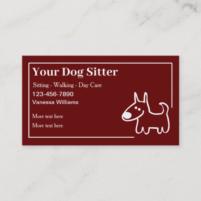Tarjeta De Visita Tema del mascota Sitter Cute Dog (Anverso)