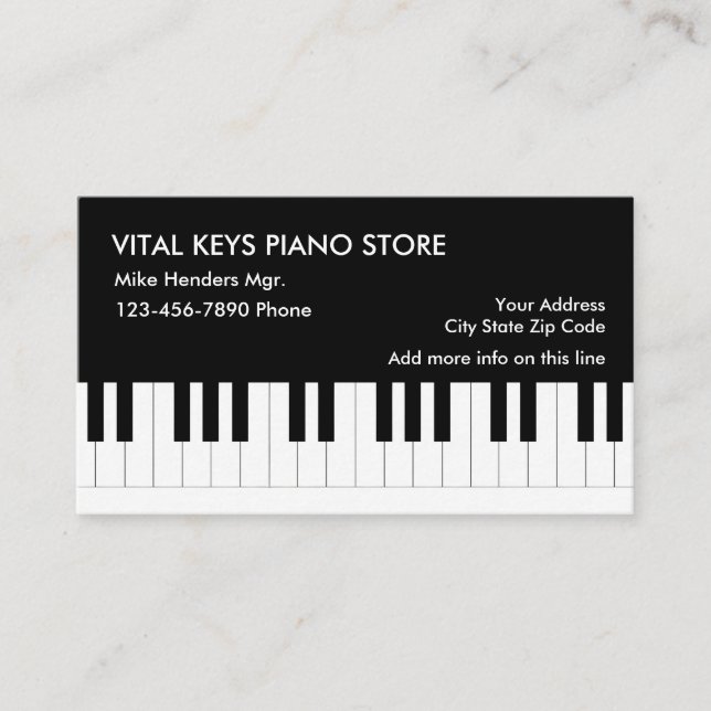 Tarjeta De Visita Tema del piano (Anverso)