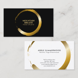 Tarjeta De Visita Tema del yoga Enso Dorado Circulo Motif Negro