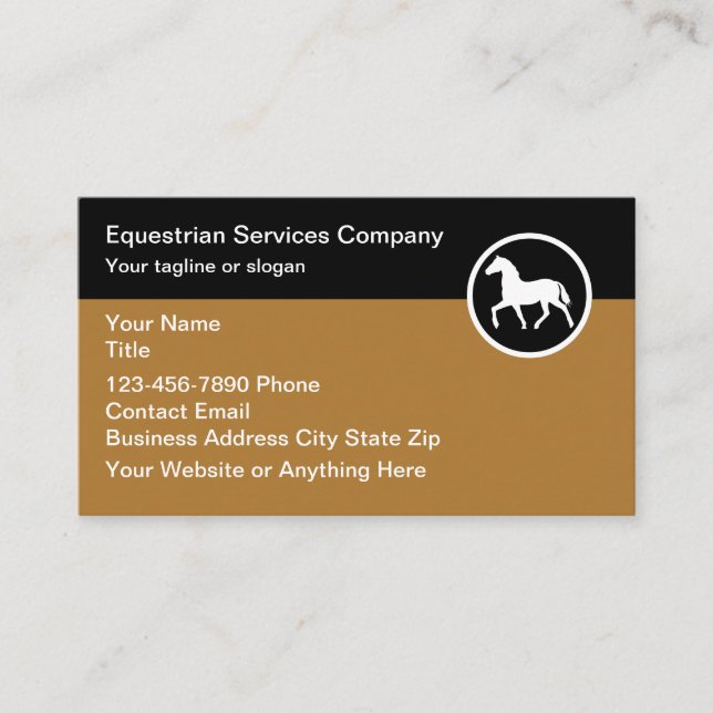 Tarjeta De Visita Tema ecuestre sencillo Tema de caballo Tema (Anverso)