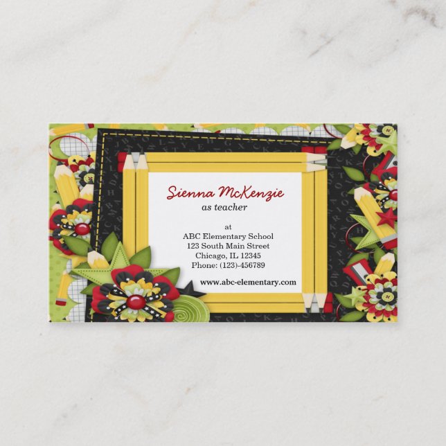 Tarjeta De Visita Tema escolar (Anverso)