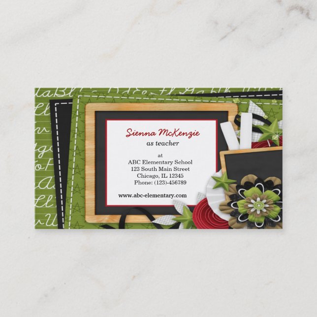 Tarjeta De Visita Tema escolar (Anverso)