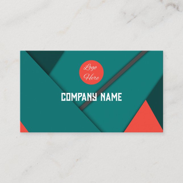 Tarjeta De Visita Tema geométrico moderno personalizado Verde azulad (Anverso)
