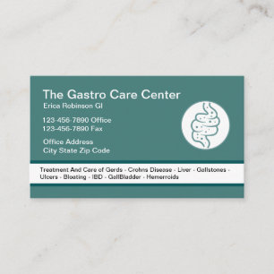 Tarjeta De Visita Tema Intestinal de Gastroenterólogo