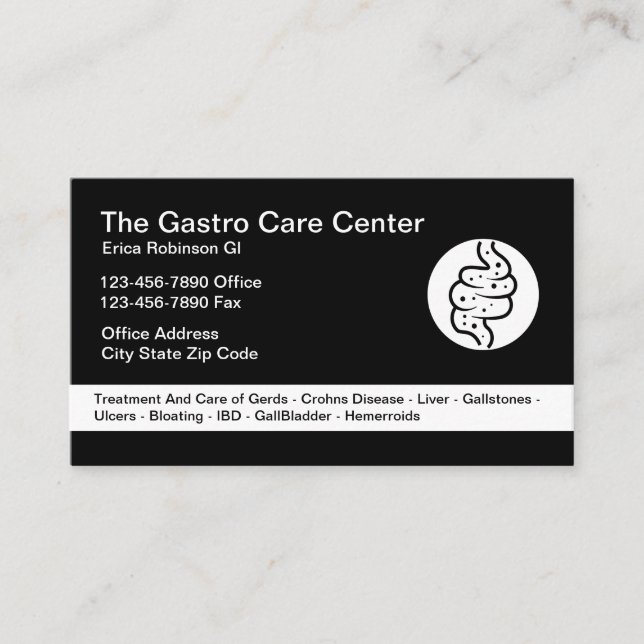 Tarjeta De Visita Tema Intestinal de Gastroenterólogo (Anverso)