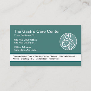 Tarjeta De Visita Tema Intestinal de Gastroenterólogo