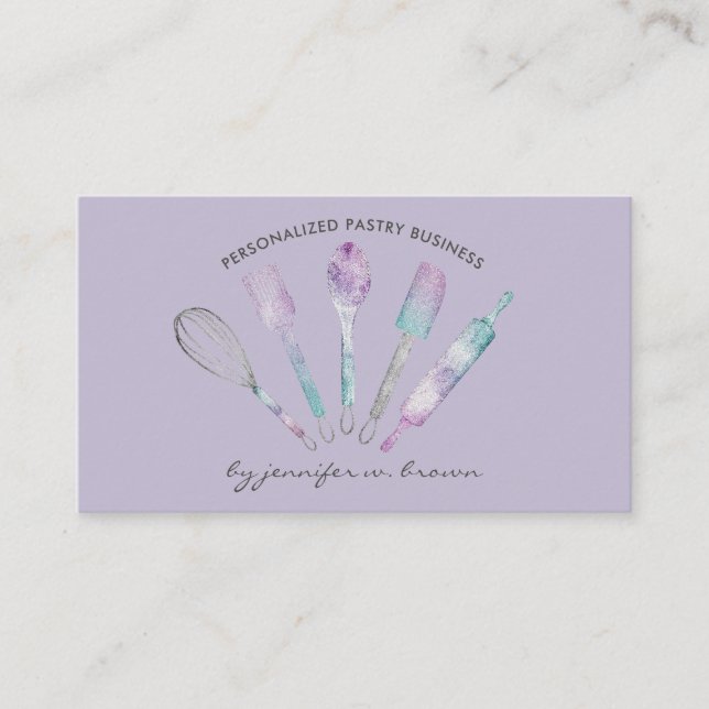 Tarjeta De Visita Tema Lavender Pastelería Chef Hogar Hecho Panaderí (Anverso)