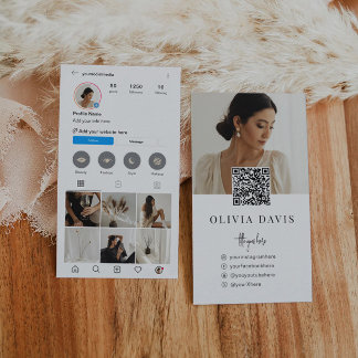 Tarjeta De Visita Tema ligero de Instagram Código QR 7 Foto Medios s