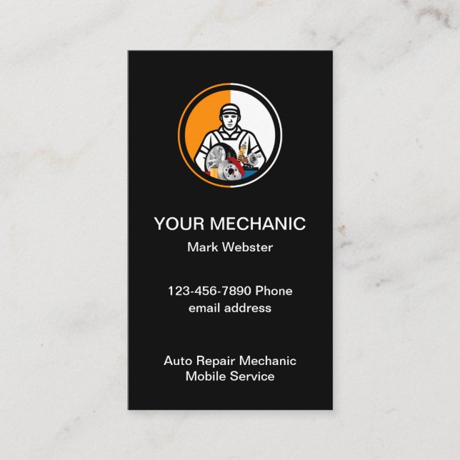 Tarjeta De Visita Tema mecánico del automóvil de Guay (Anverso)