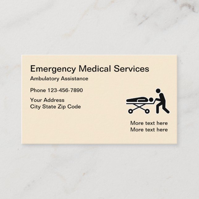 Tarjeta De Visita Tema médico de la emergencia de EMT (Anverso)