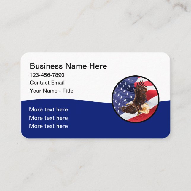 Tarjeta De Visita Tema patriótico clásico americano (Anverso)