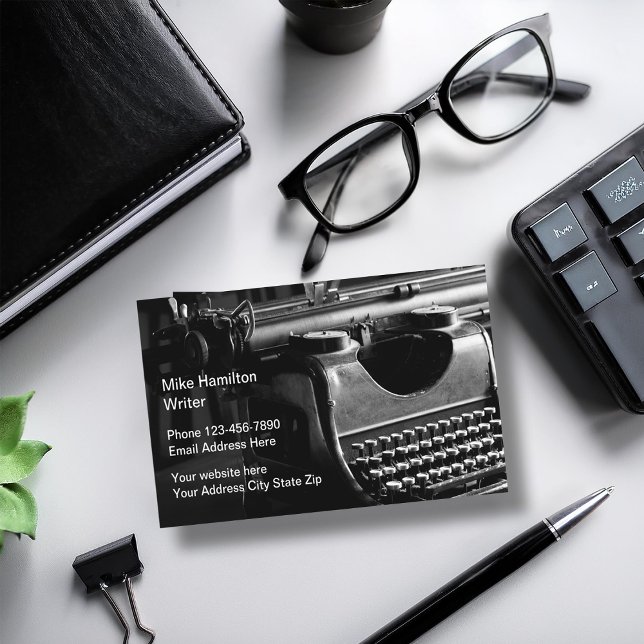 Tarjeta De Visita Tema retro Escritor de escritura de tiempo antiguo (Subido por el creador)