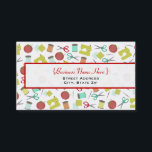 Tarjeta de visita temática de costura retro<br><div class="desc">Una tarjeta de visita con temática de costura con ilustraciones de roscas,  agujas de coser,  máquina de coser,  cojín de alfiler y swatches de tela con un esquema de color retro. Personalice el texto delante y atrás con su información de contacto.</div>