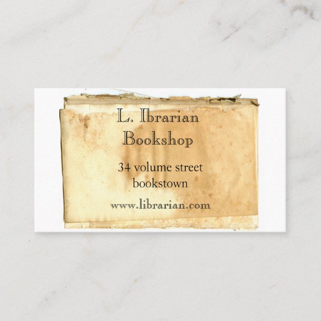 Tarjeta de visita temática del libro viejo (Anverso)