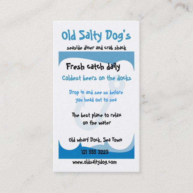 Tarjeta de visita temática del mar (Anverso)