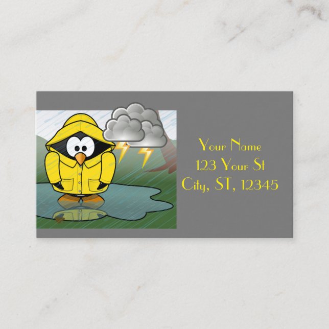 Tarjeta De Visita Tembloroso Día de Lluvia: Pingüino Thunder_Cove (Anverso)