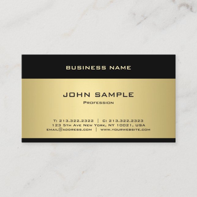 Tarjeta De Visita Template Elegant Gold Profesional Moderno Trendy (Anverso)