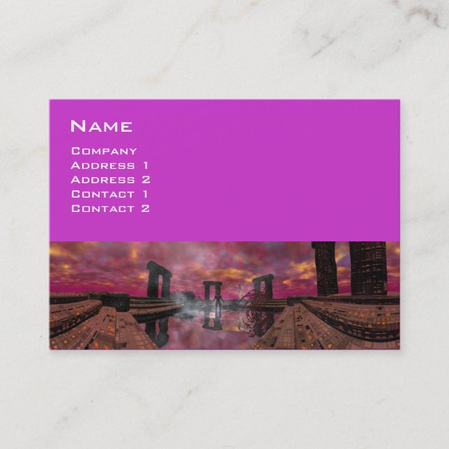 Tarjeta De Visita TEMPLO DE AGUA , Fuchsia Púrpura (Anverso)