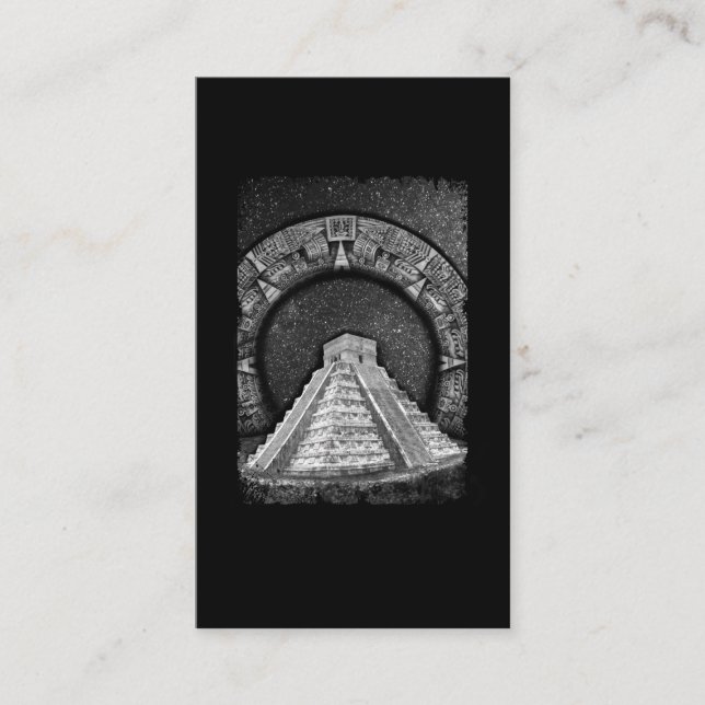 Tarjeta De Visita Templo de Kukulcán Pirámides Mayas Calendario Azte (Anverso)