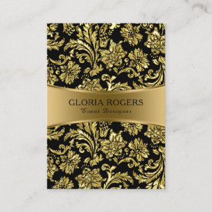 Tarjeta De Visita Templosde Diseñador de eventos Gold & Black Floral