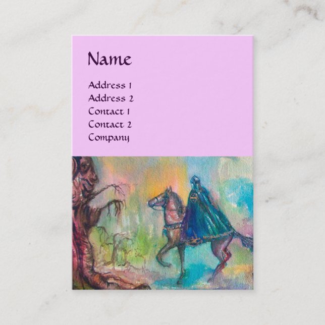 Tarjeta De Visita TEMPTACIÓN OSCURA KNIGHT MONOGRAMA LÍlago rosa azu (Anverso)