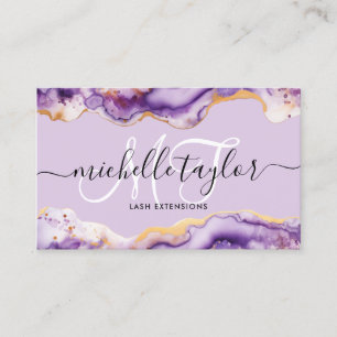 Tarjeta De Visita Tendencia Chic Morado Monograma Artista de Maquill