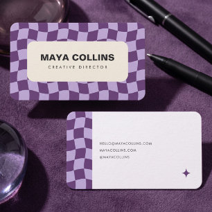 Tarjeta De Visita Tendencia de Cuadrícula Ondulada Morada