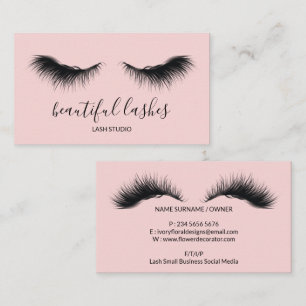 Tarjeta De Visita Tendencia de Maquillaje Salón Pestañas Rosa 