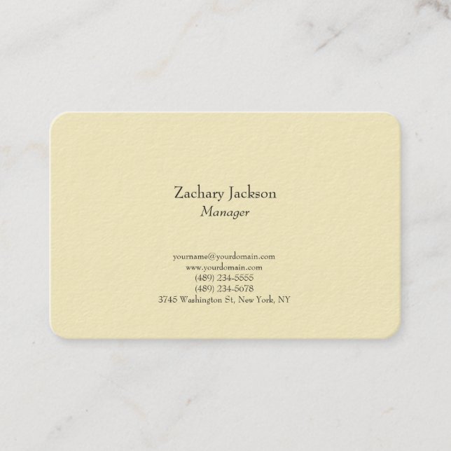 Tarjeta De Visita Tendencia elegante simple simple simple amarillo m (Anverso)