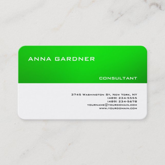 Tarjeta De Visita Tendencia exclusiva franja verde blanca creativa m (Anverso)