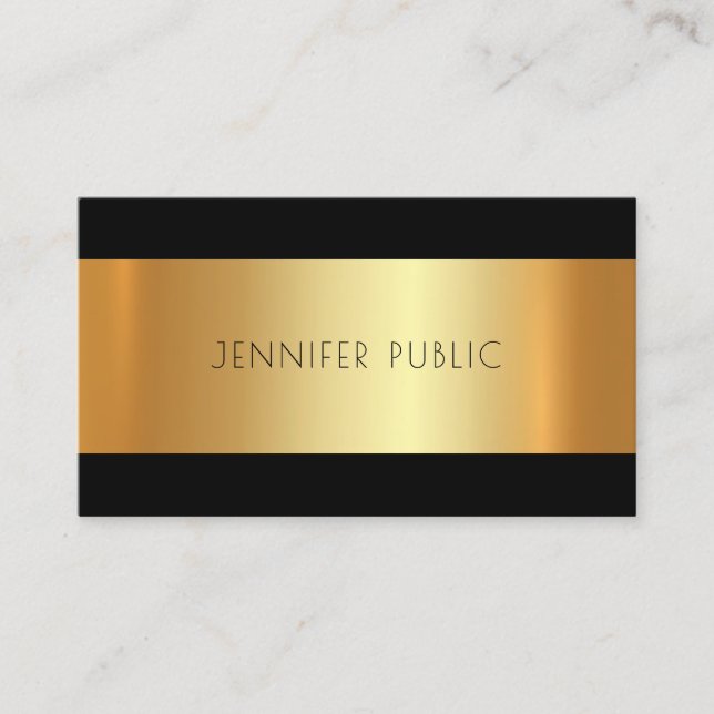 Tarjeta De Visita Tendencia Gold Moderna Glamorosa de moda (Anverso)