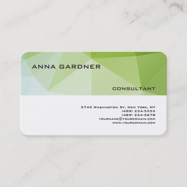 Tarjeta De Visita Tendencia moderna franja verde blanca creativa (Anverso)