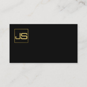Tarjeta De Visita Tendencia Moderno Monograma Elegante Oro Negro